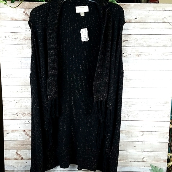 Avenue, Black cardigan with gold shimmers, sweater, size 14/16 - Picture 9 of 11